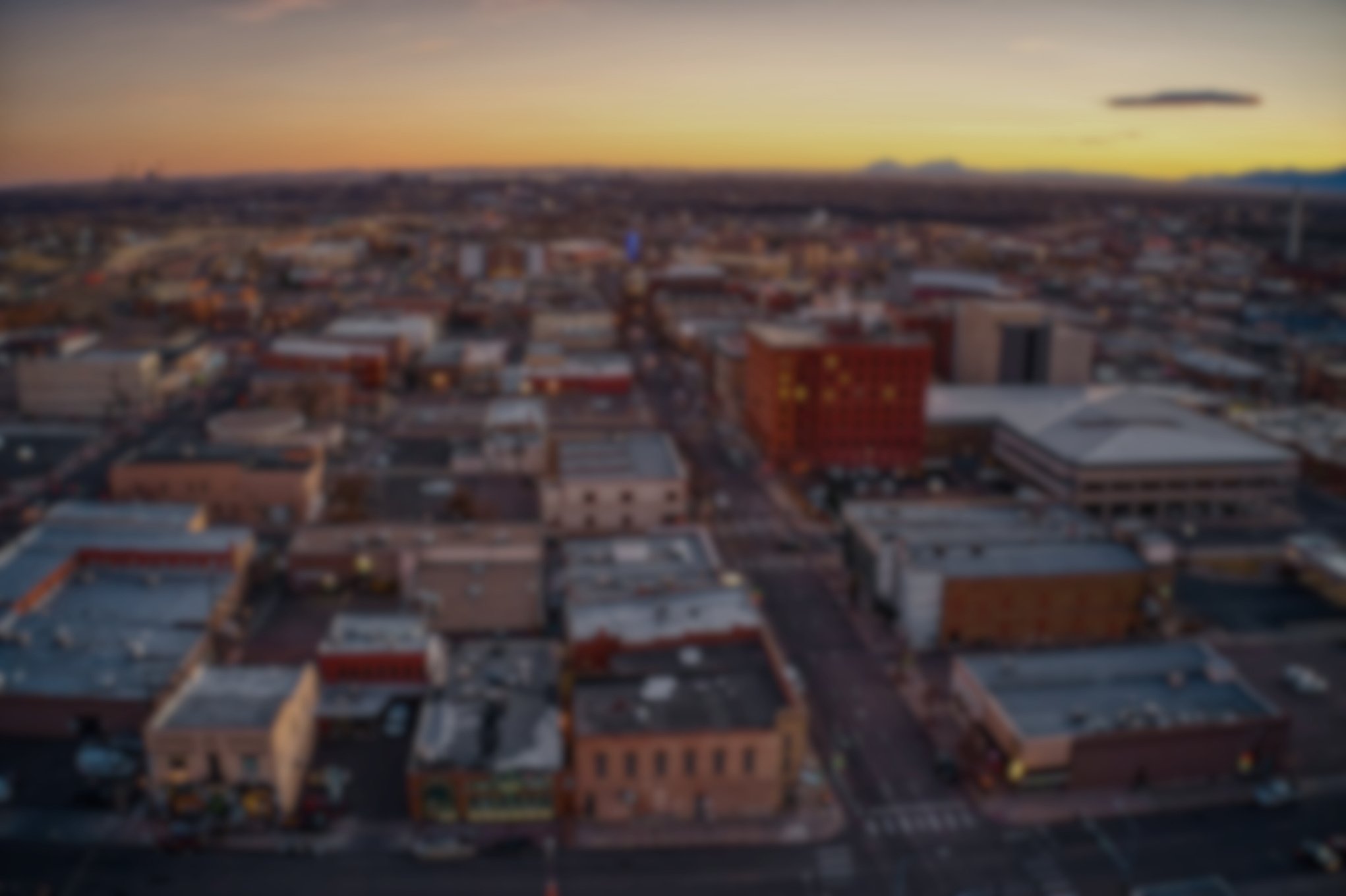 Aerial View of Pueblo, Colorado at Sunset